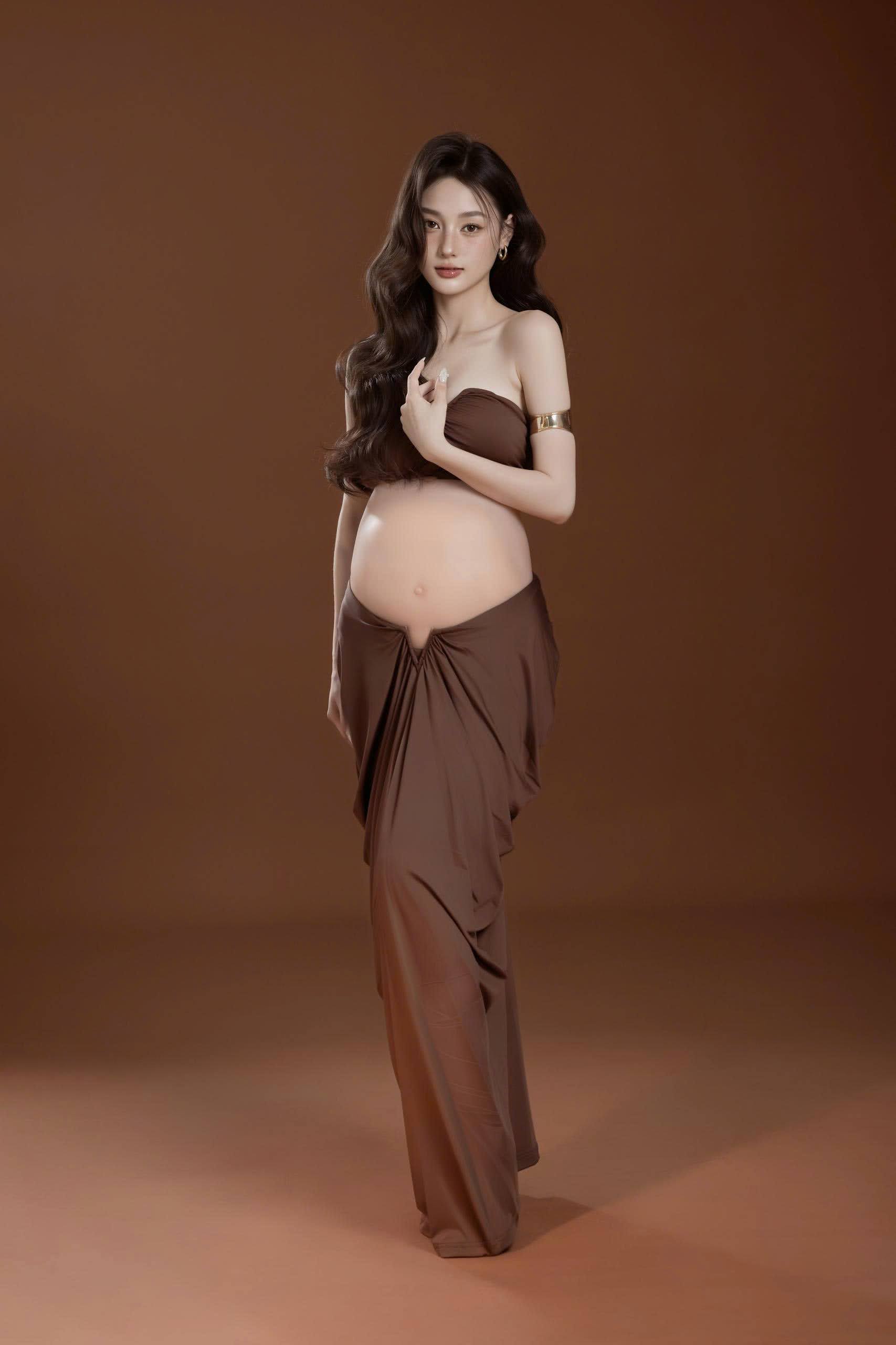 Chụp ảnh bầu váy nâu sang trọng tại Teddy Studio